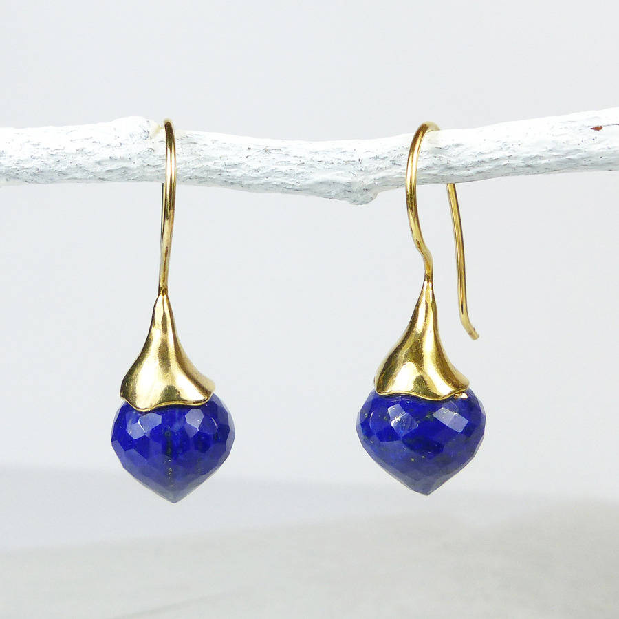 lapis lazuli vermeil drop earrings by mounir london ...
