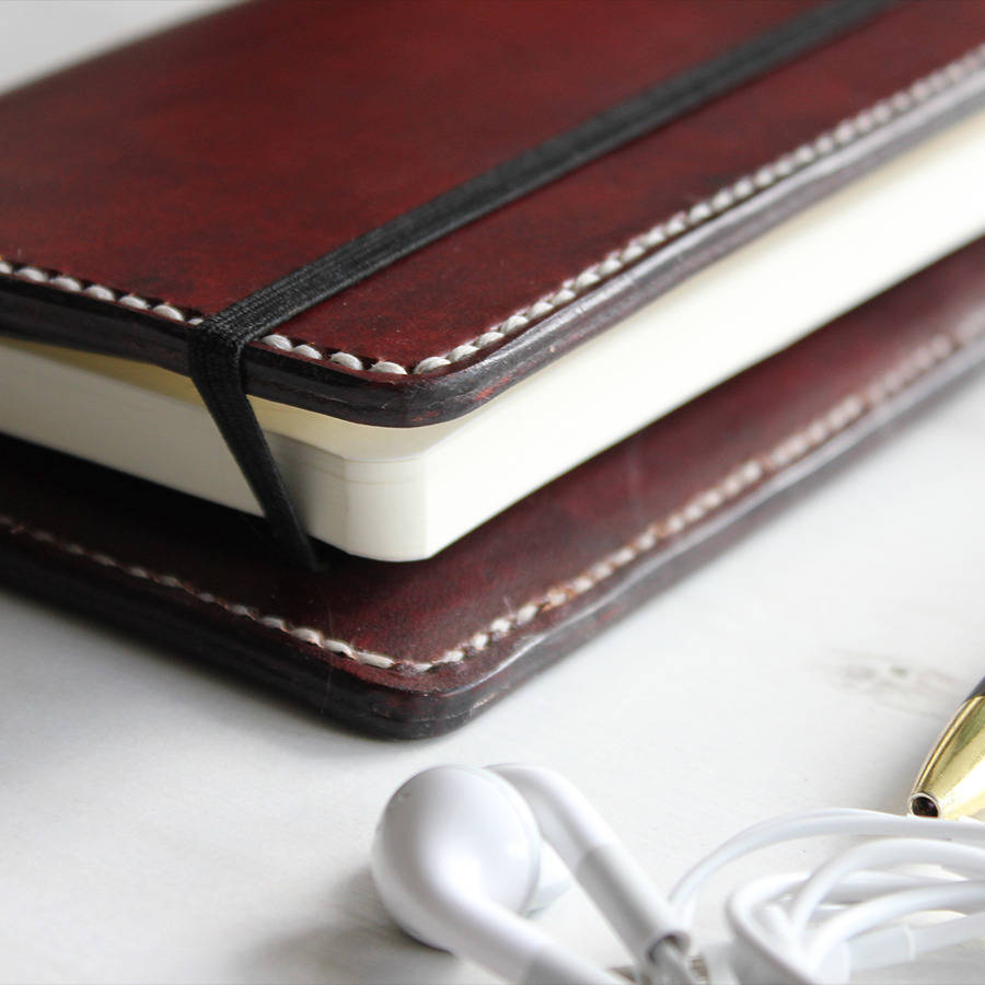 Leather Notebook Cover With Pocket By Hide & Home