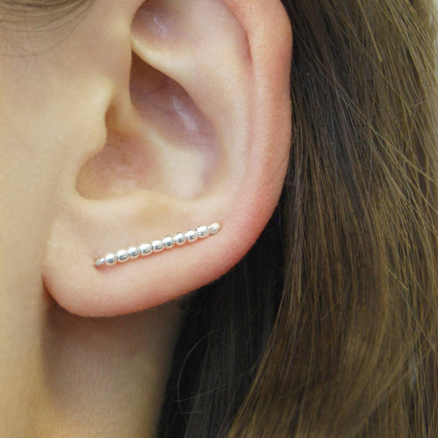 Beaded Sterling Silver Ear Cuff Earrings By Otis Jaxon