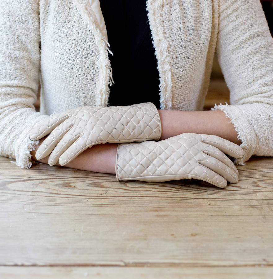 cream touch screen gloves