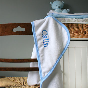 Personalised Hooded Baby Towel With Pink Or Blue Trim, 8 of 11