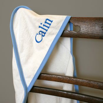 Personalised Hooded Baby Towel With Pink Or Blue Trim, 6 of 11