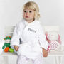 Personalised Soft Baby / Child's Dressing Gown In White, thumbnail 4 of 11