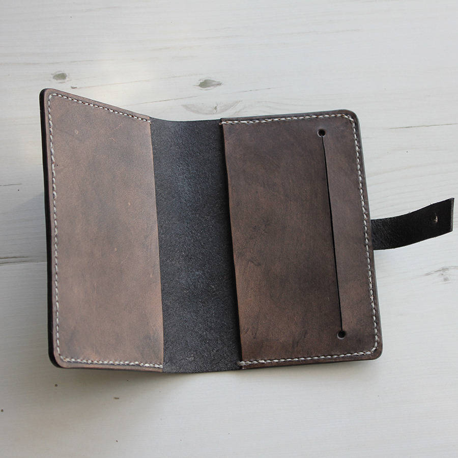 Leather Notebook Cover With Button Stud Closure By Hide & Home
