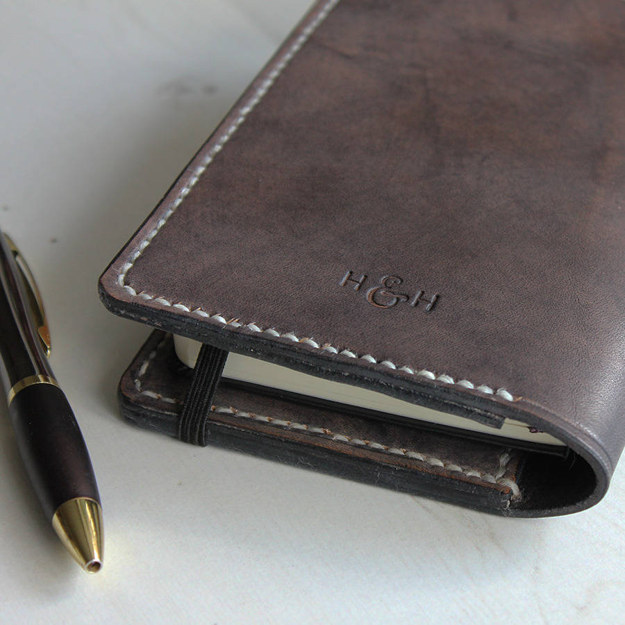 Leather Notebook Cover With Pocket By Hide & Home