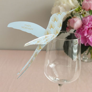 Deco Hummingbird Wine Glass Place Card, 5 of 9