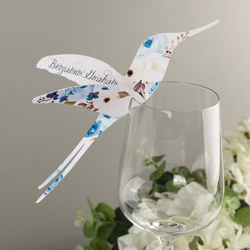 Floral Affair Hummingbird Wine Glass Place Card X10, 4 of 5