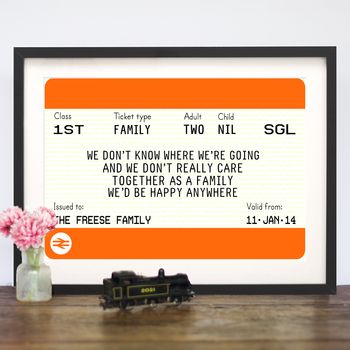 Personalised Family Train Ticket Print, 4 of 5