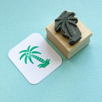 Tropical Flamingo Pineapple And Palm Tree Rubber Stamps, 4 of 5