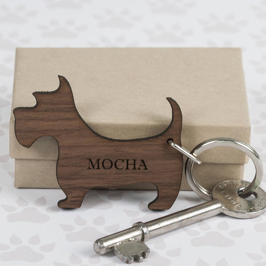 Image of Personalised Walnut Wood Pet Shaped Keyring
