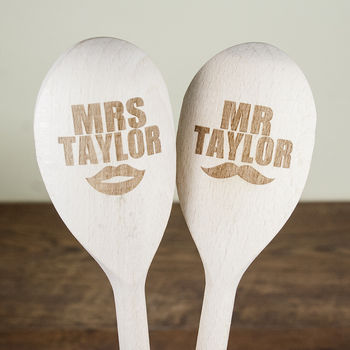 Personalised 'Mr And Mrs' Wooden Spoons, 3 of 3