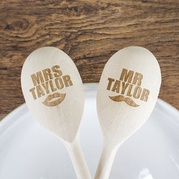 Personalised 'Mr And Mrs' Wooden Spoons, 2 of 3