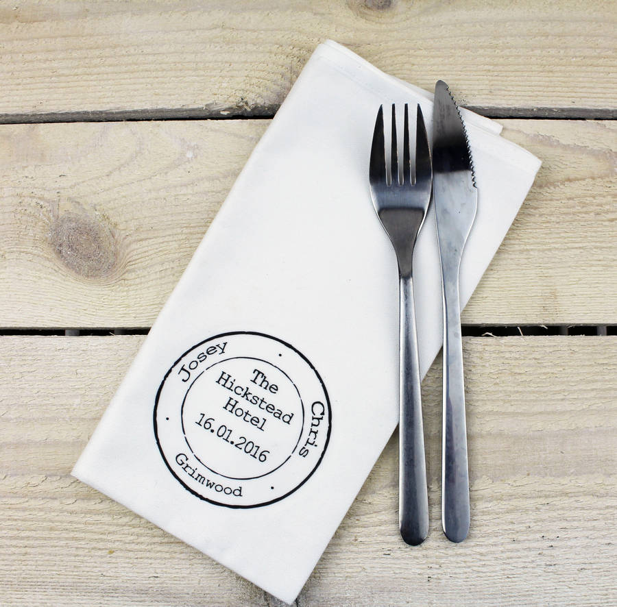 Personalised Cotton Wedding Napkin By 3 Blonde Bears