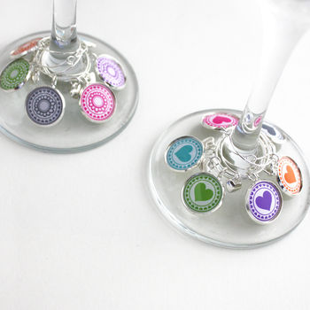 Six 'Hearts And Flowers' Wine Glass Charms, 6 of 7
