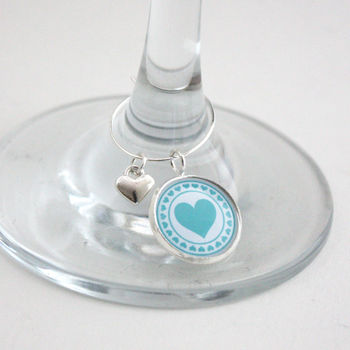 Six 'Hearts And Flowers' Wine Glass Charms, 5 of 7