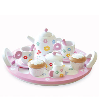 Flower Pink Role Play Wooden Tea Set, 2 of 5
