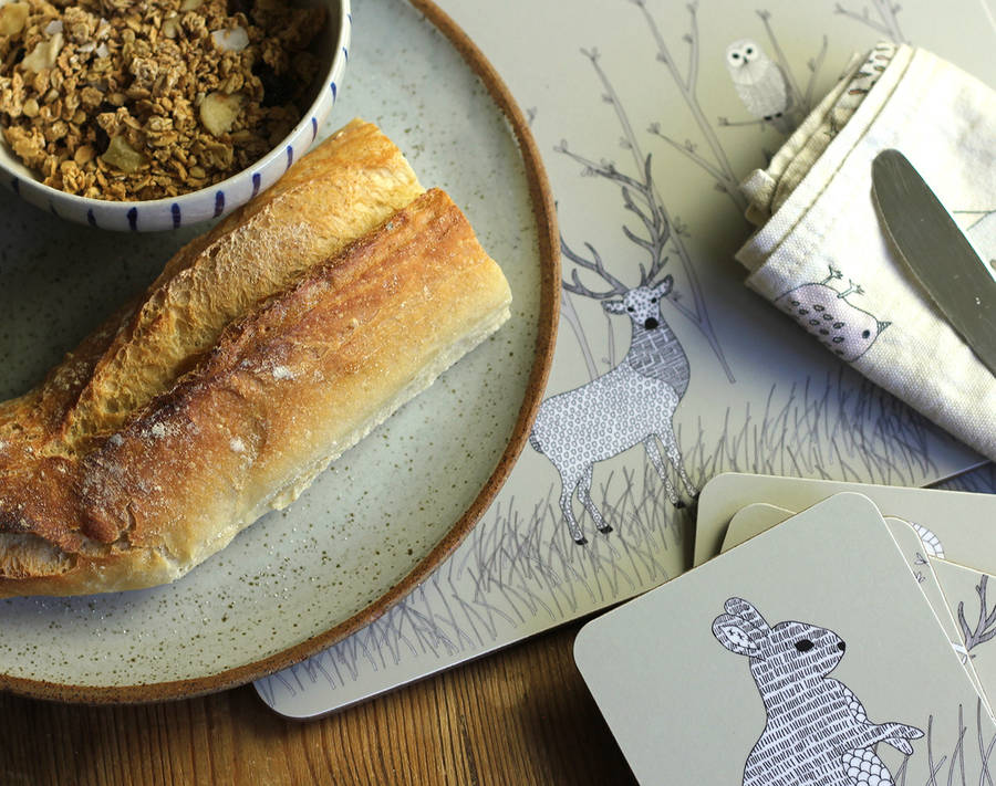 Woodland Animals Placemat And Coaster Set By Lil3birdy