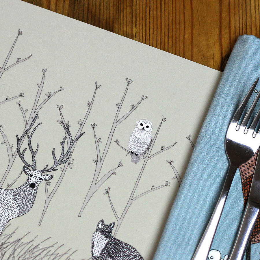 Woodland Animals Placemat And Coaster Set By Lil3birdy
