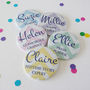 Chevron Baby Shower Personalised Badges, thumbnail 1 of 6