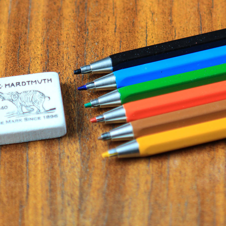 coloured mechanical drawing pencil set by berylune