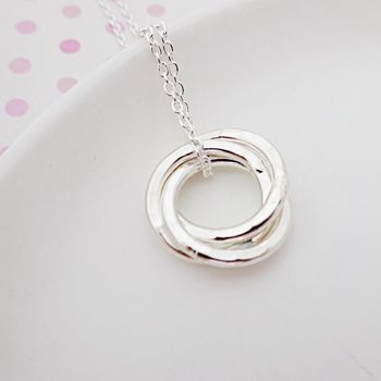 Sterling Silver Triple Smooth Rings Necklace, 2 of 4