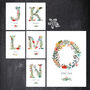 Floral Initial Letter Personalised Name Print, thumbnail 4 of 7