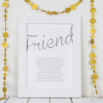 Friend Personalised Print With Friendship Poem, 7 of 7