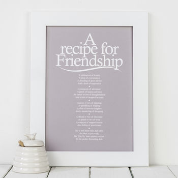 personalised friendship recipe print with friend poem by bespoke verse ...