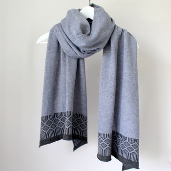Knitted Shawl/Scarf In Seal/Cliff, 5 of 6
