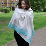 Knitted Shawl/Scarf In Linen/Seafoam, thumbnail 2 of 6