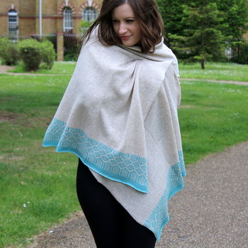 Knitted Shawl/Scarf In Linen/Seafoam, 2 of 6