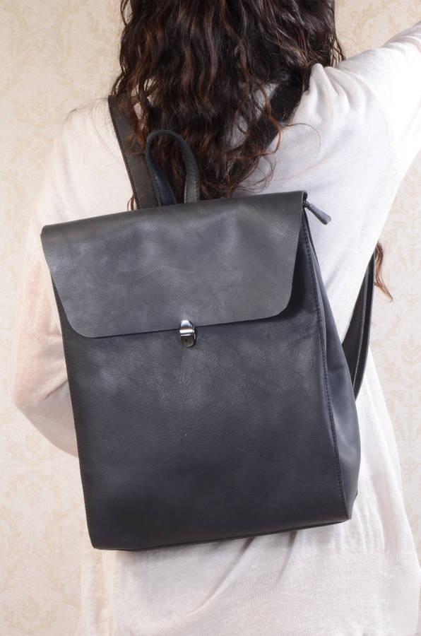minimalist genuine grain leather backpack personalised by eazo ...