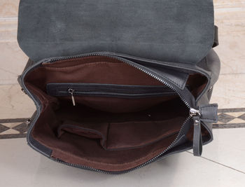 Minimalist Genuine Grain Leather Backpack Black, 11 of 12