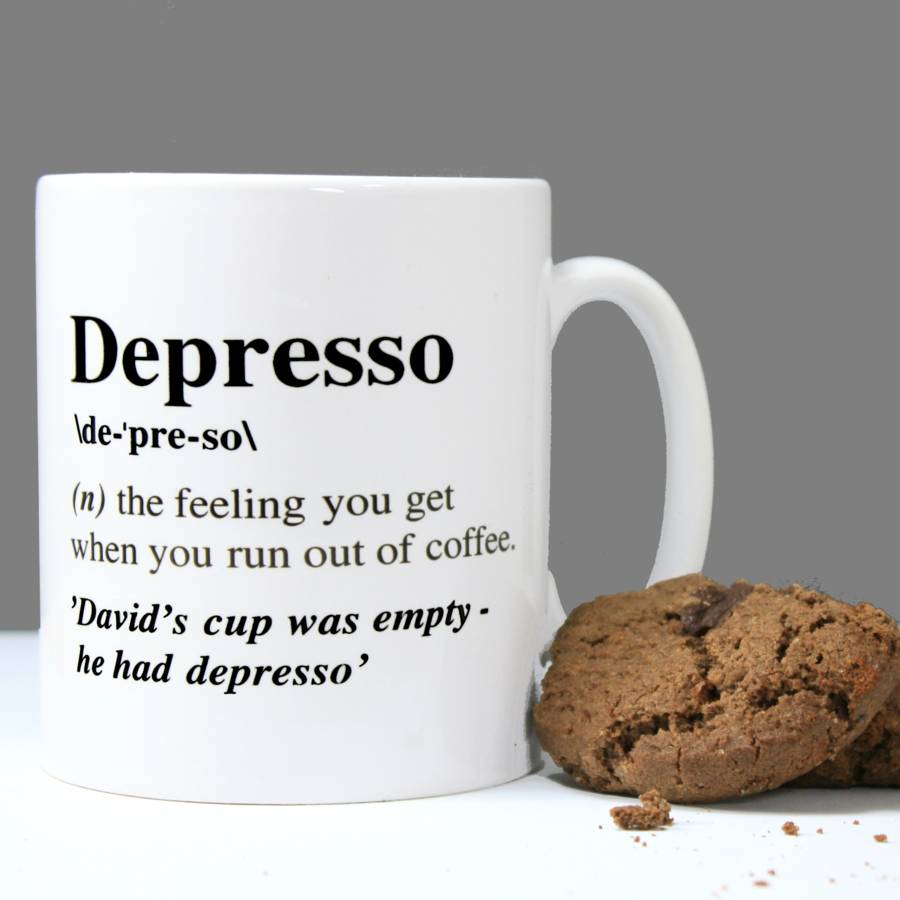 personalised 'depresso' mug by betsy jarvis | notonthehighstreet.com