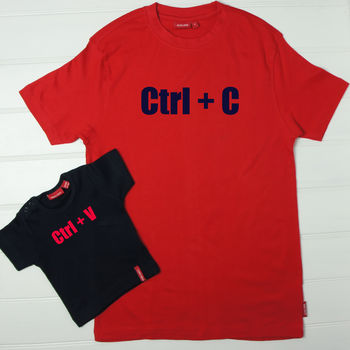 Matching Dad And Child Ctrl C And Ctrl V T Shirt Set, 2 of 8
