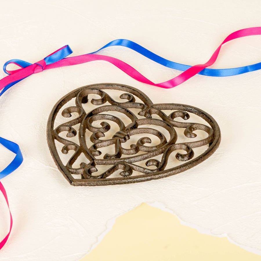 6th anniversary cast iron heart trivet by dibor