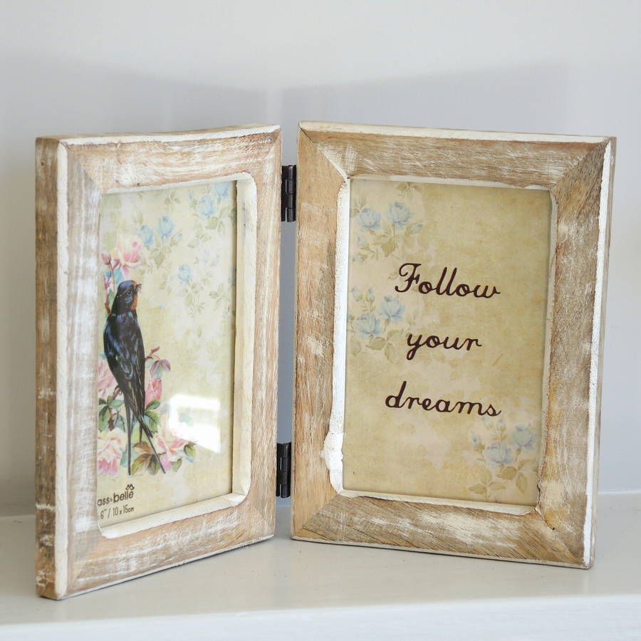 Carved Wooden Double Photo Frame By The Alphabet Gift Shop