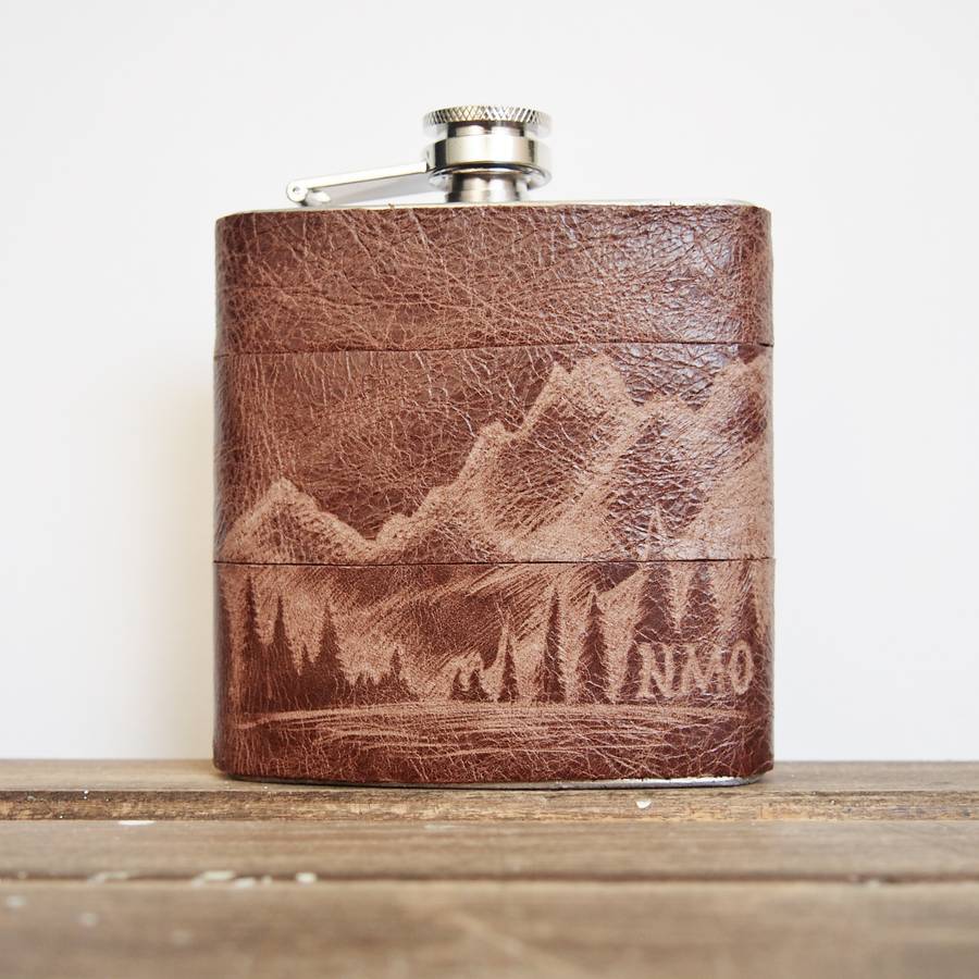 Personalised Ranger Leather Hip Flask, 1 of 5
