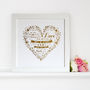 Metallic Personalised Wedding Heart Print, thumbnail 1 of 7