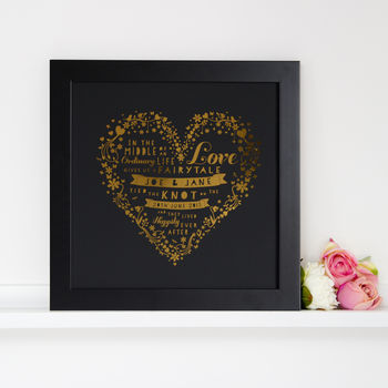 Metallic Personalised Wedding Heart Print, 2 of 7
