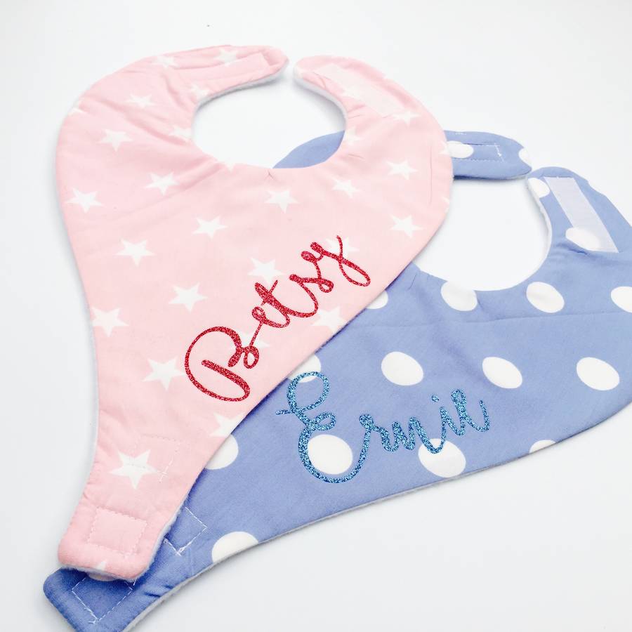 Personalised Dribble Bib With Dummy Holder By Baby Yorke Designs