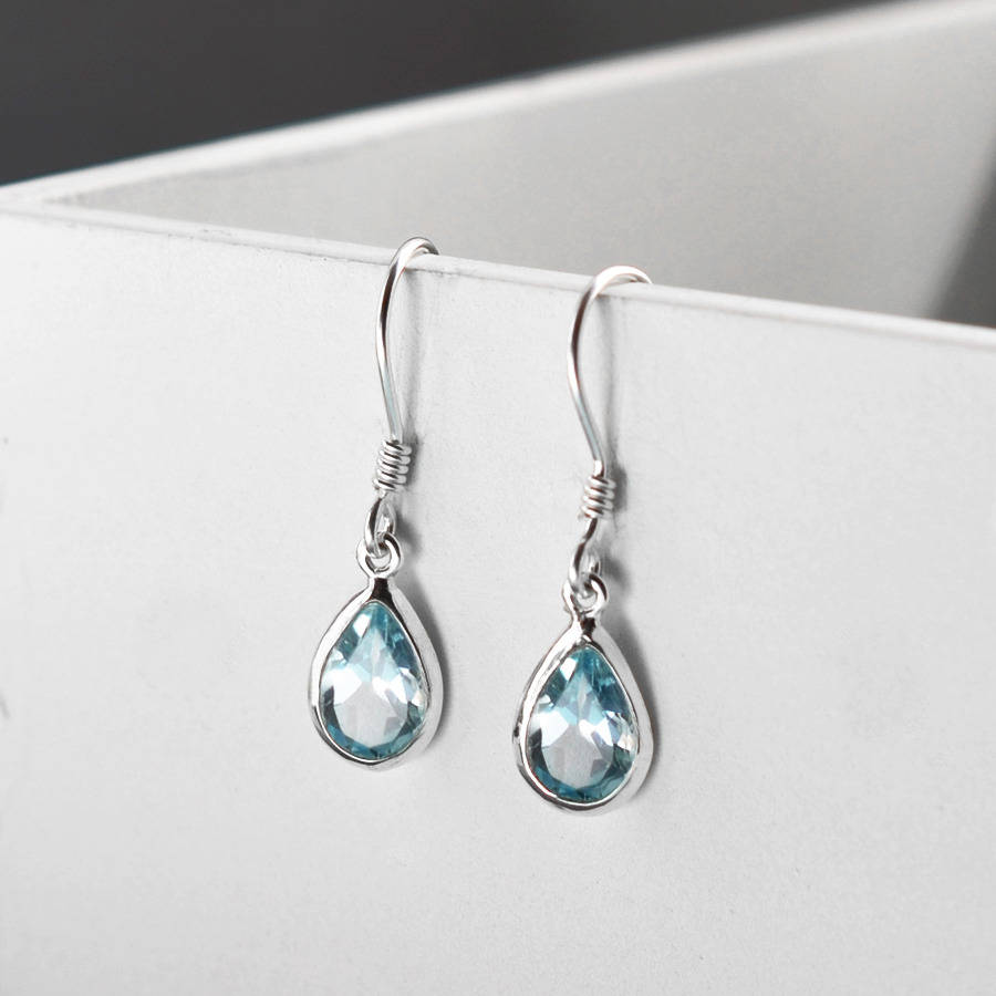 Sterling Silver Blue Topaz Teardrop Earrings By Martha Jackson Sterling