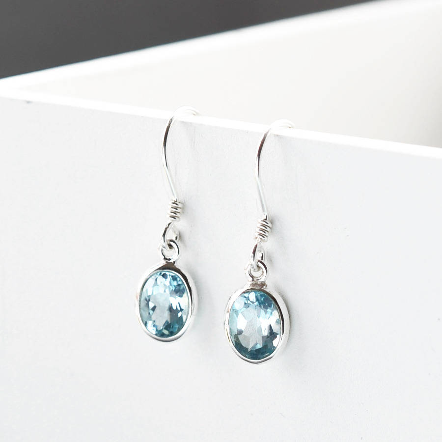 sterling silver blue topaz oval earrings by martha jackson sterling ...