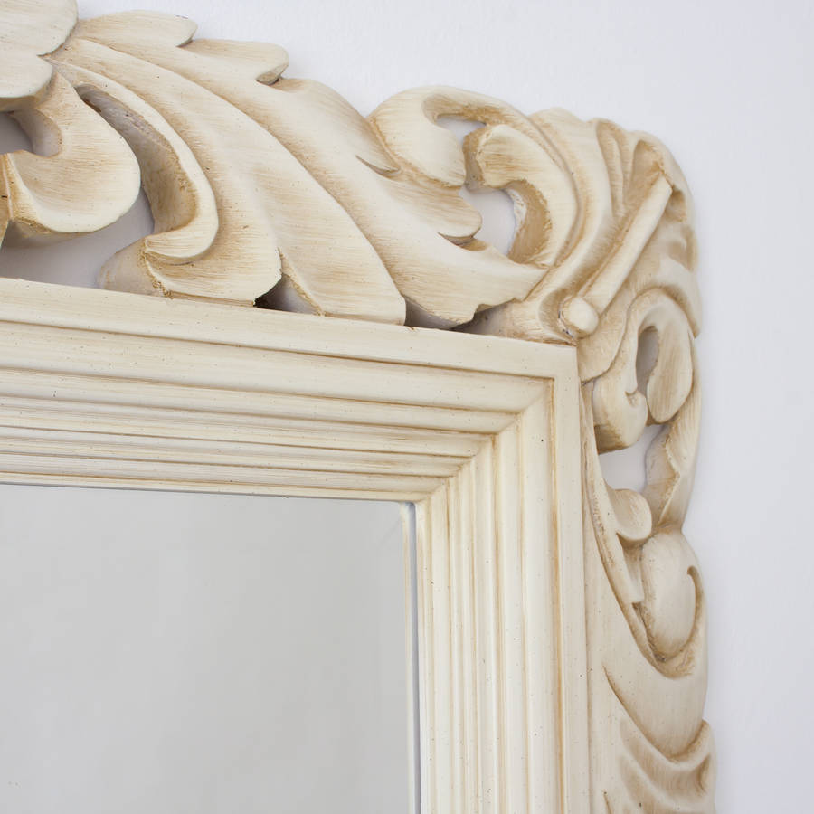 carved wood ivory framed mirror by decorative mirrors online  notonthehighstreet.com