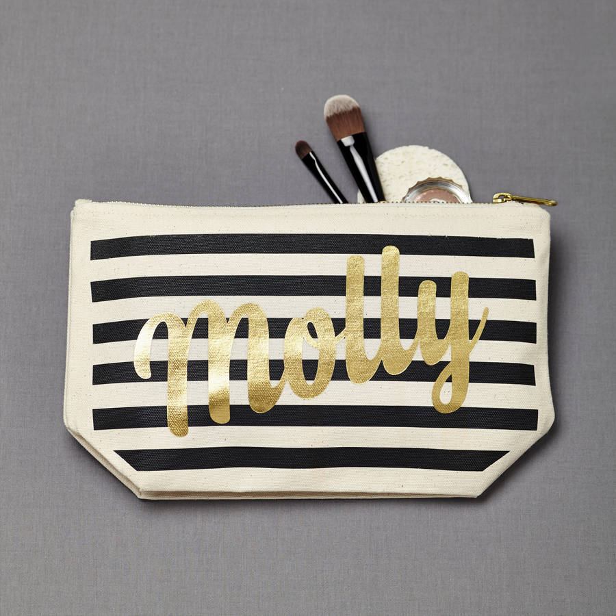 personalised stripe make up case by tillyanna | notonthehighstreet.com