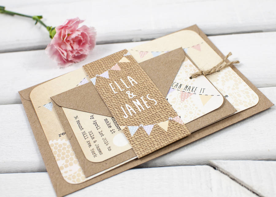 lace burlap and bunting wedding invitation bundle by norma&dorothy ...