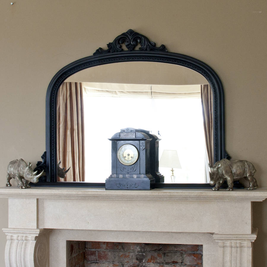 matt black beaded overmantel mirror by decorative mirrors online