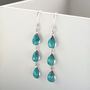 Sterling Silver Triple Turquoise Dangly Teardrops, thumbnail 1 of 2