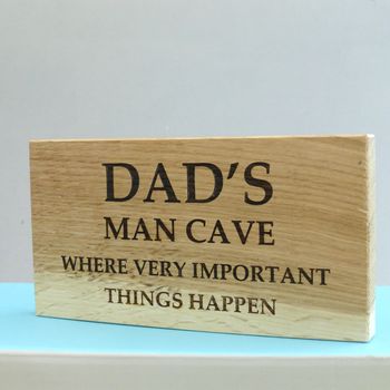 Personalised Dad's Man Cave Oak Sign, 2 of 3