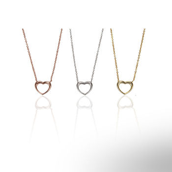 Plain Heart Necklace Rose Or Gold Plated 925 Silver, 6 of 9